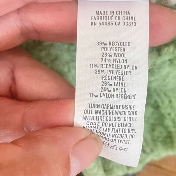 Aerie Green Oversized Mock Neck Fluffy Yarn Sweater Medium - Picture 5 of 9